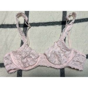 Aerie Happy‎ Lace Lightly Lined Balconette Bra Pink 34B